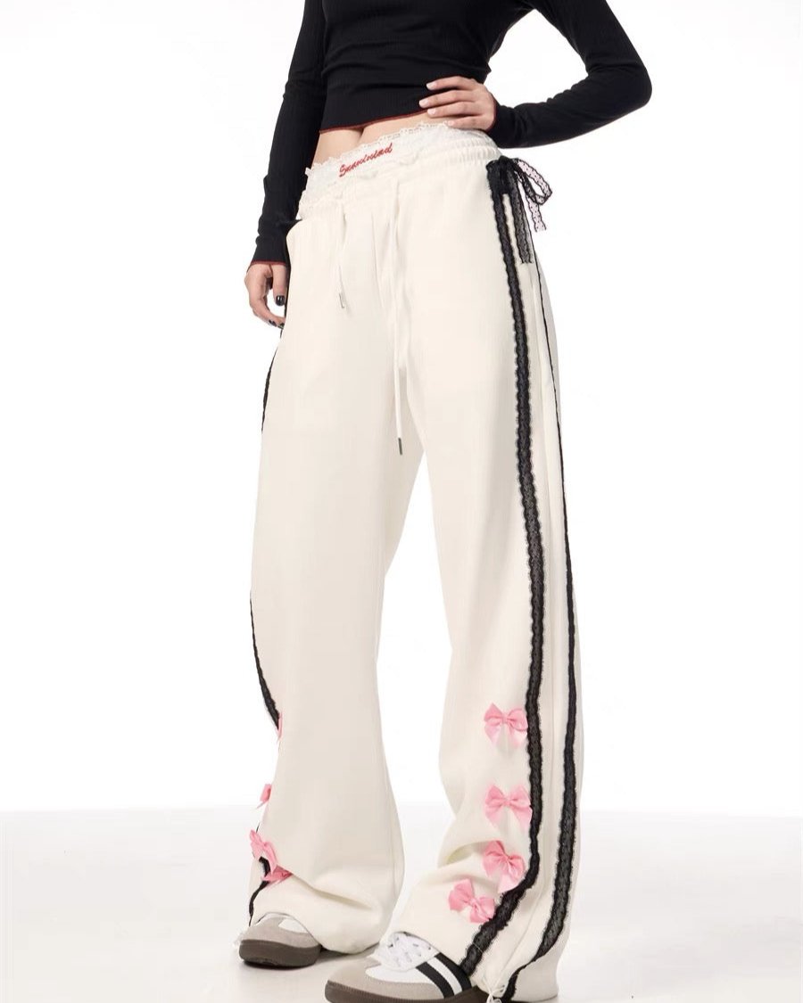 Cute embroidered casual trousers