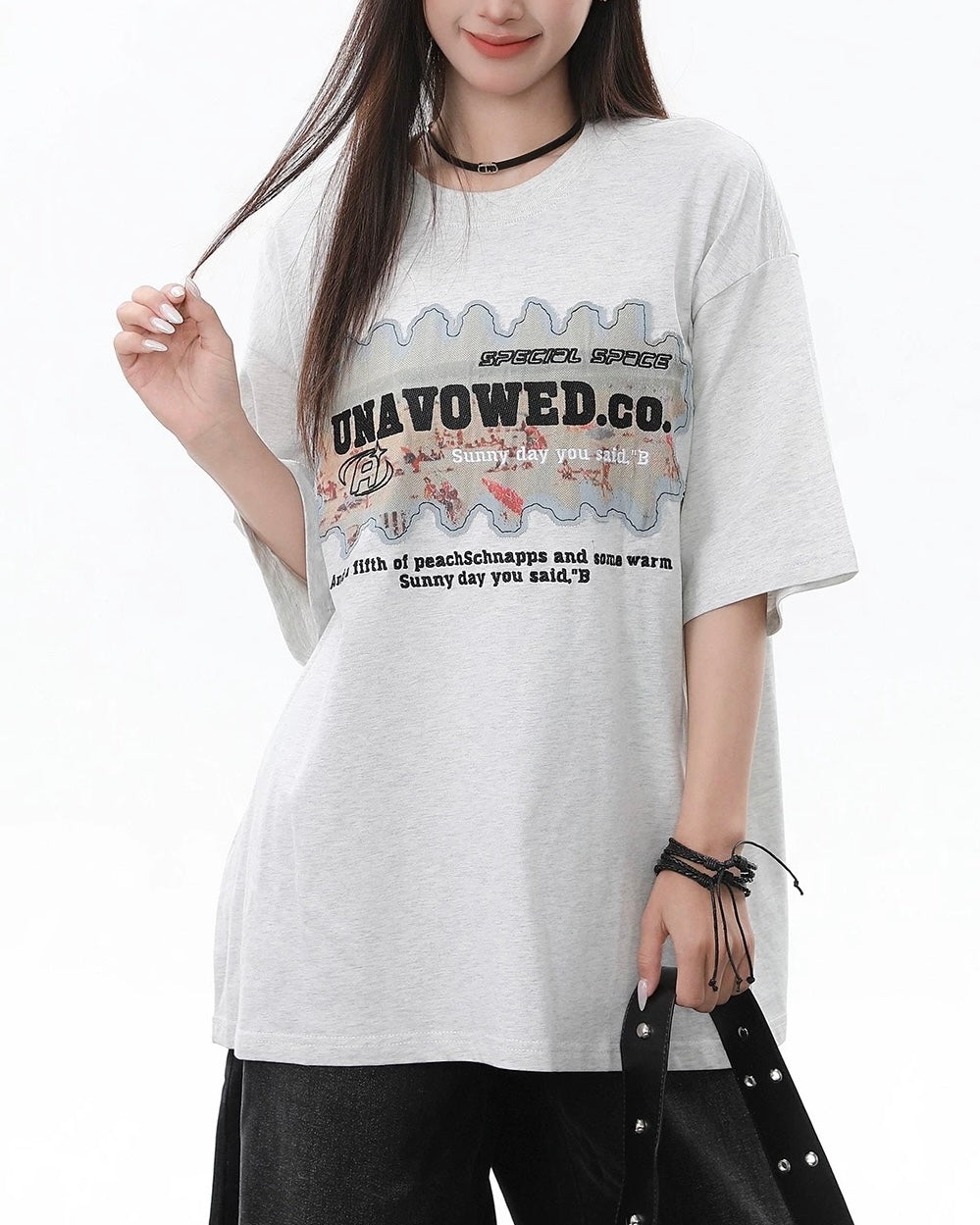 레트로 레터 패치 반팔