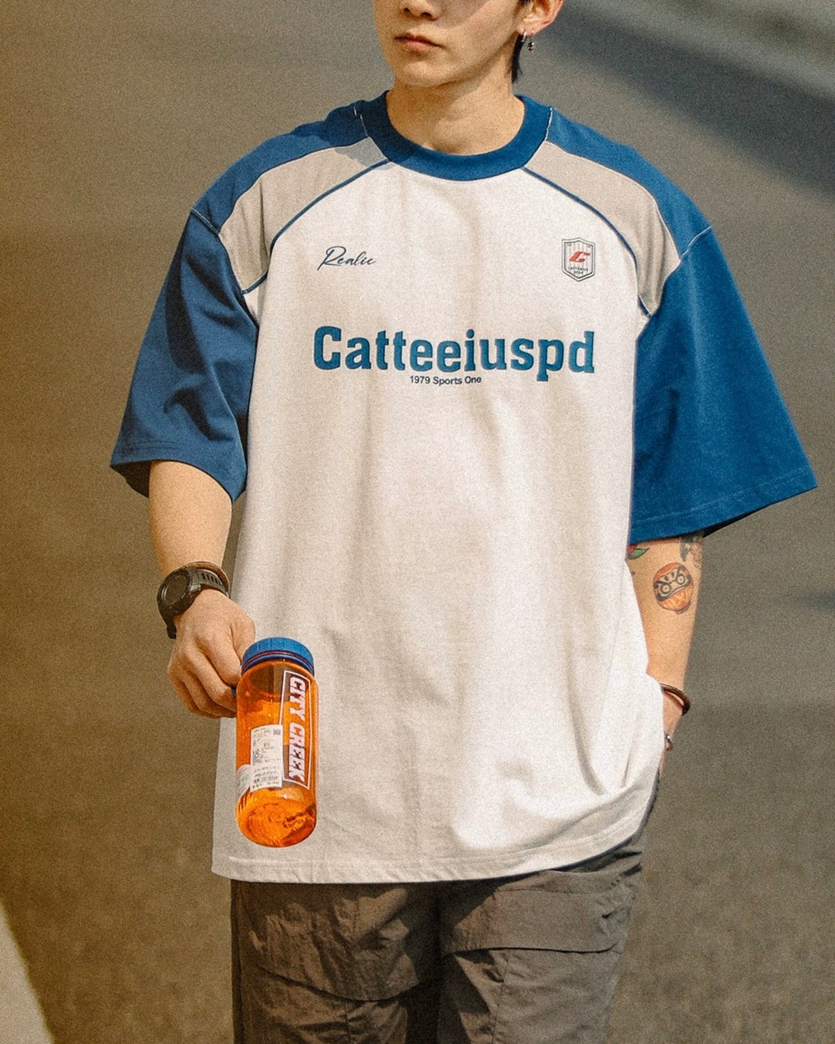 Colorblock loose short sleeves