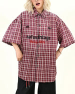 Gradient plaid short-sleeved shirt