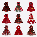 紅色格子保暖百搭圍脖