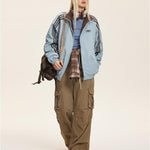 復古兩面穿三條杠撞色外套