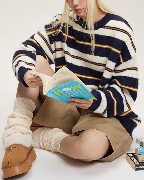 簡約條紋情侶毛衣