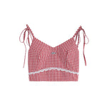 復古格紋蕾絲吊帶