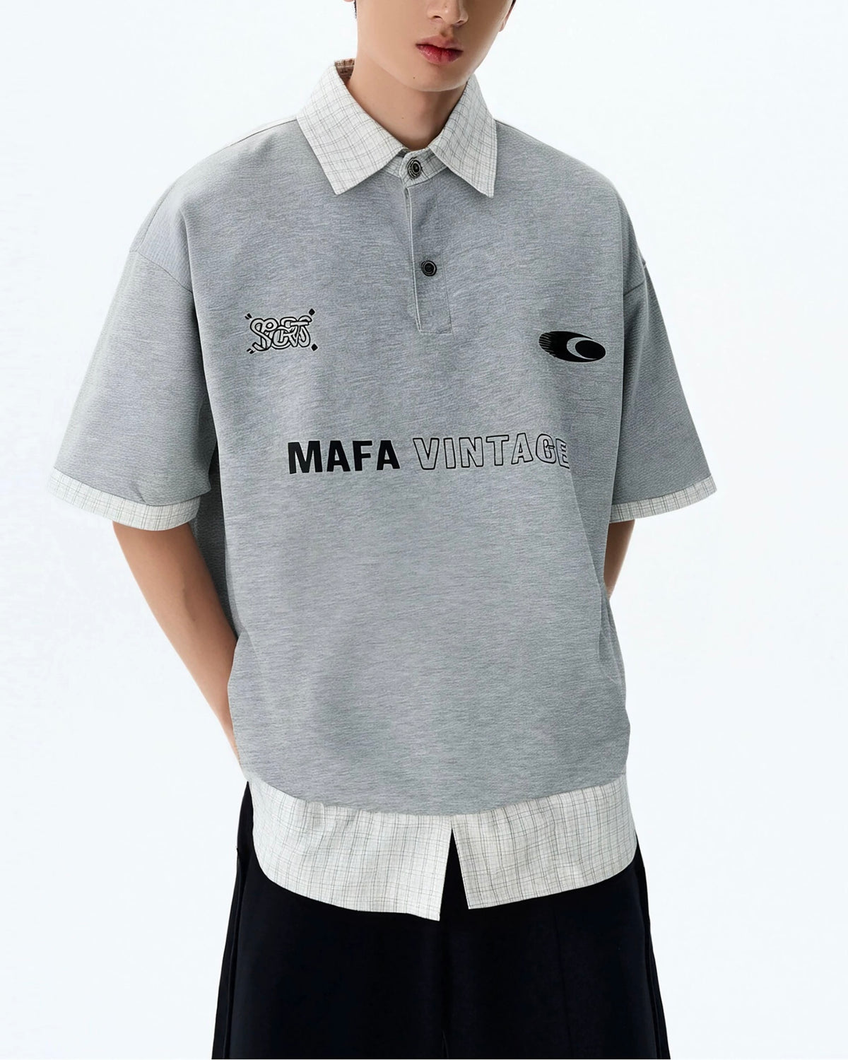 가짜 투피스 프린트 반팔