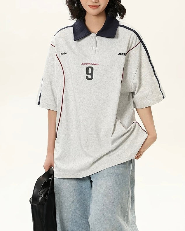 Contrast color letter short sleeves