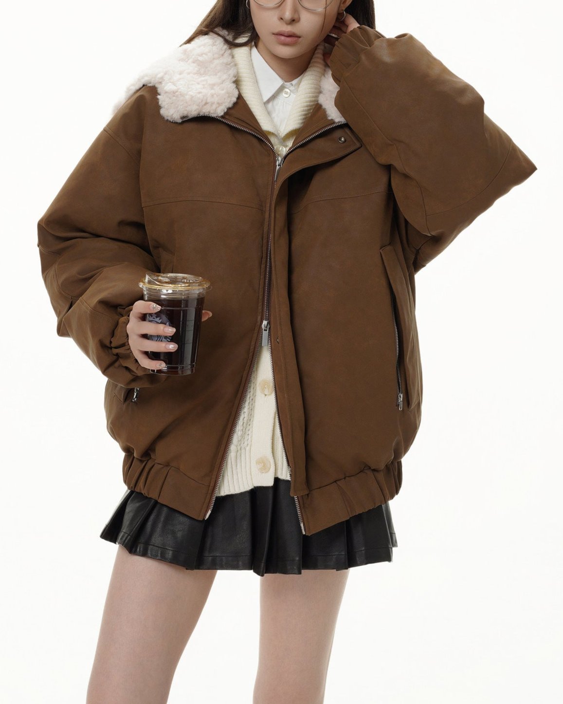 Retro hooded fur coat
