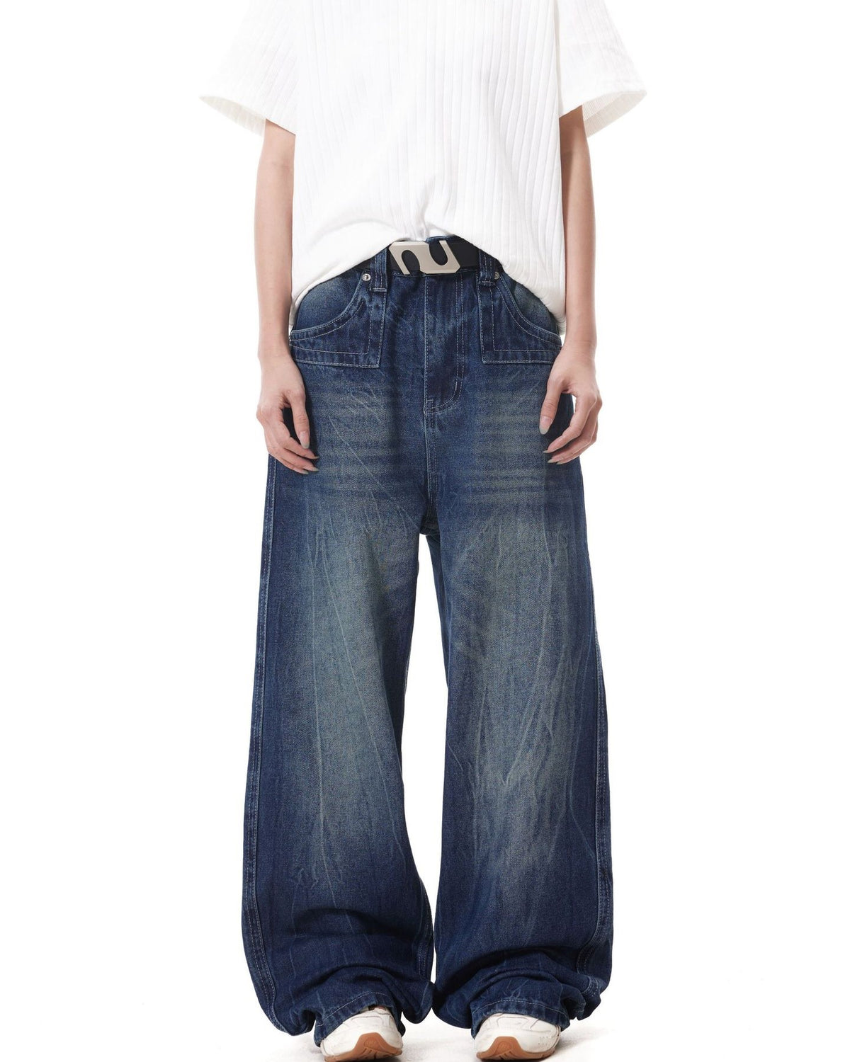 寬鬆簡約牛仔長褲
