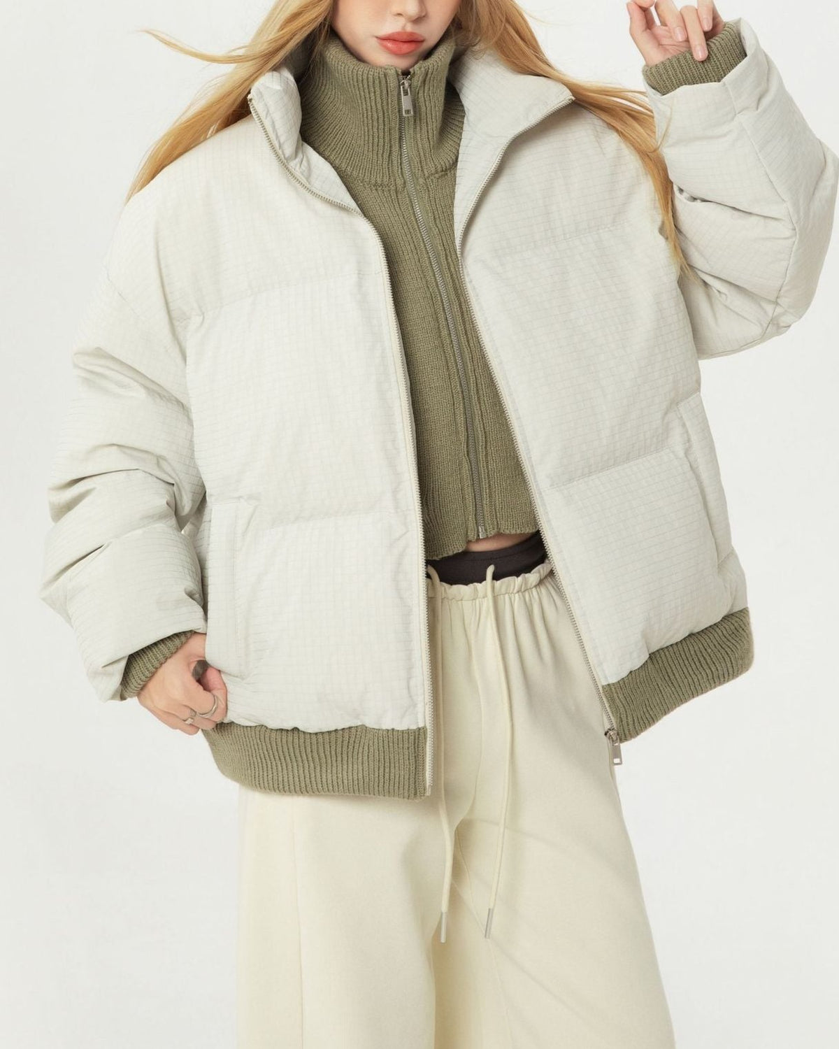 Retro contrast color simple cotton jacket