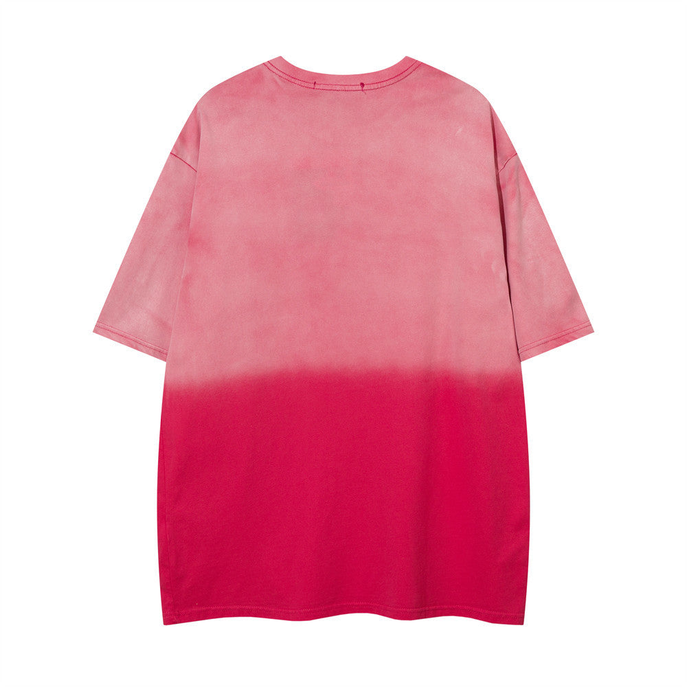 Gradient tie-dye loose short sleeves