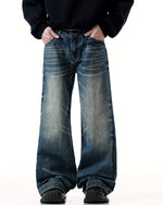 Washed straight jeans