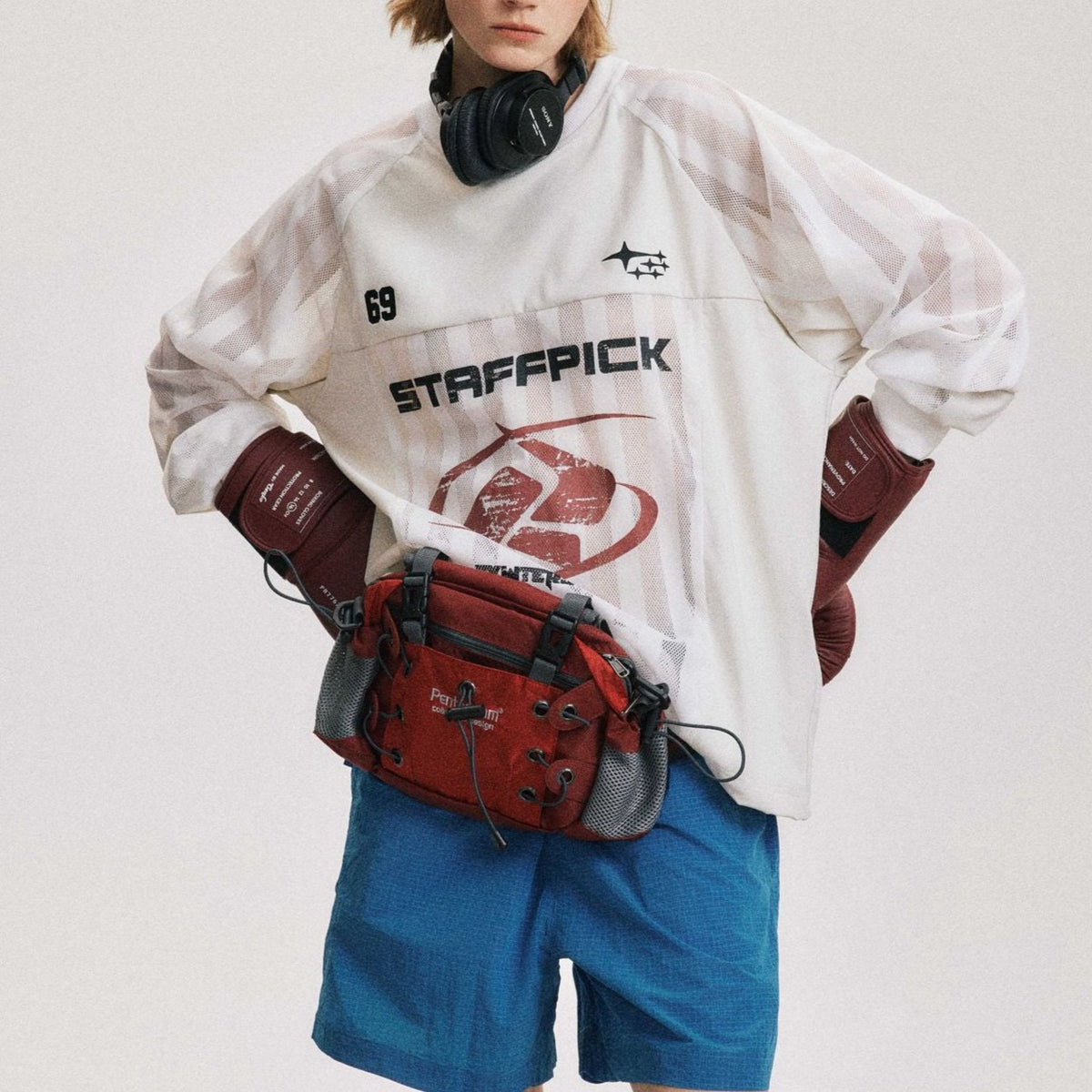 Retro patchwork round neck long sleeves