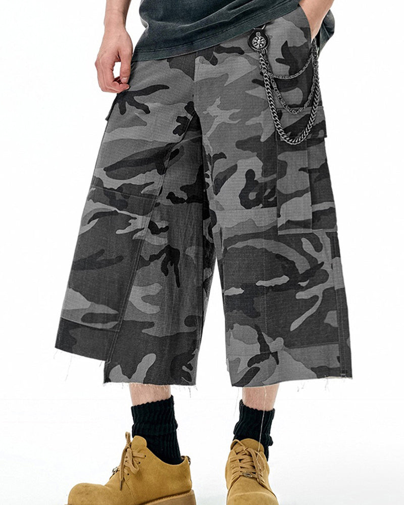 迷彩工裝七分褲