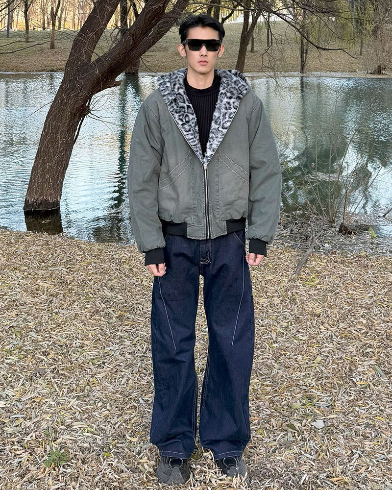 Patchwork cotton-padded jacket