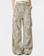 Wide-leg camouflage trousers