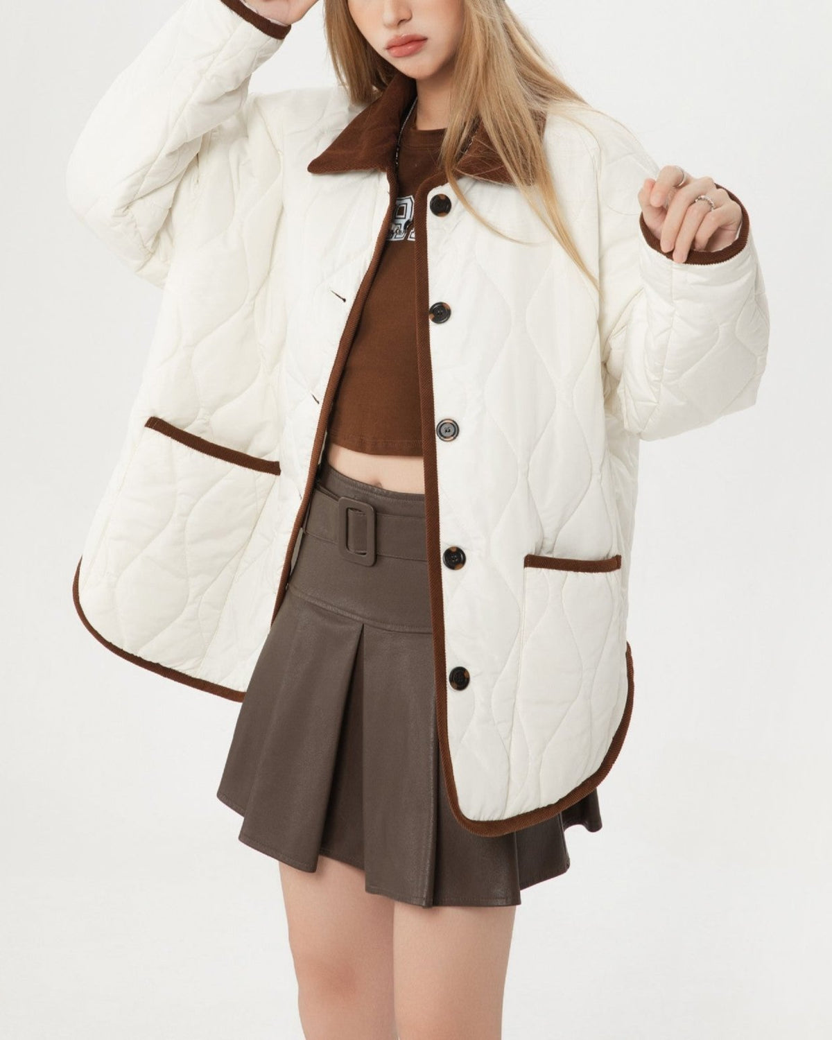 Retro contrast color simple cotton jacket