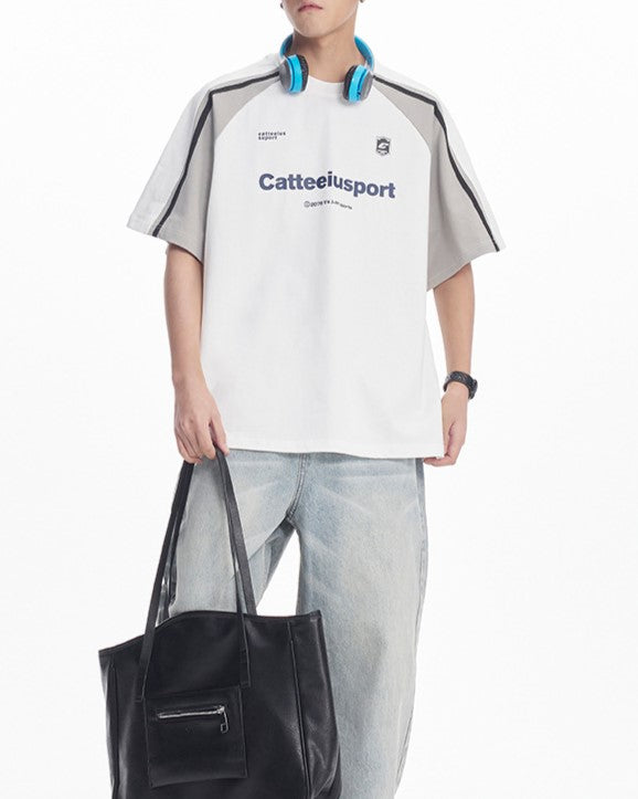 Colorblocked round neck short sleeves