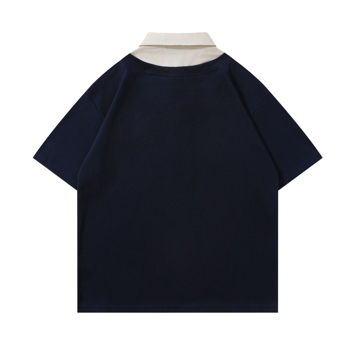 레트로 스티치 폴로 칼라 반소매