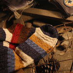 粗綫撞色條紋潮流中筒襪