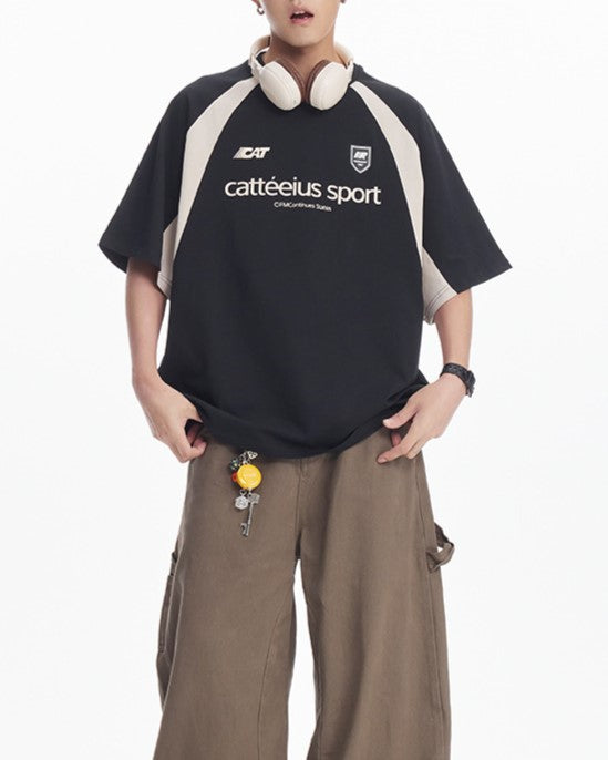 Colorblocked round neck short sleeves