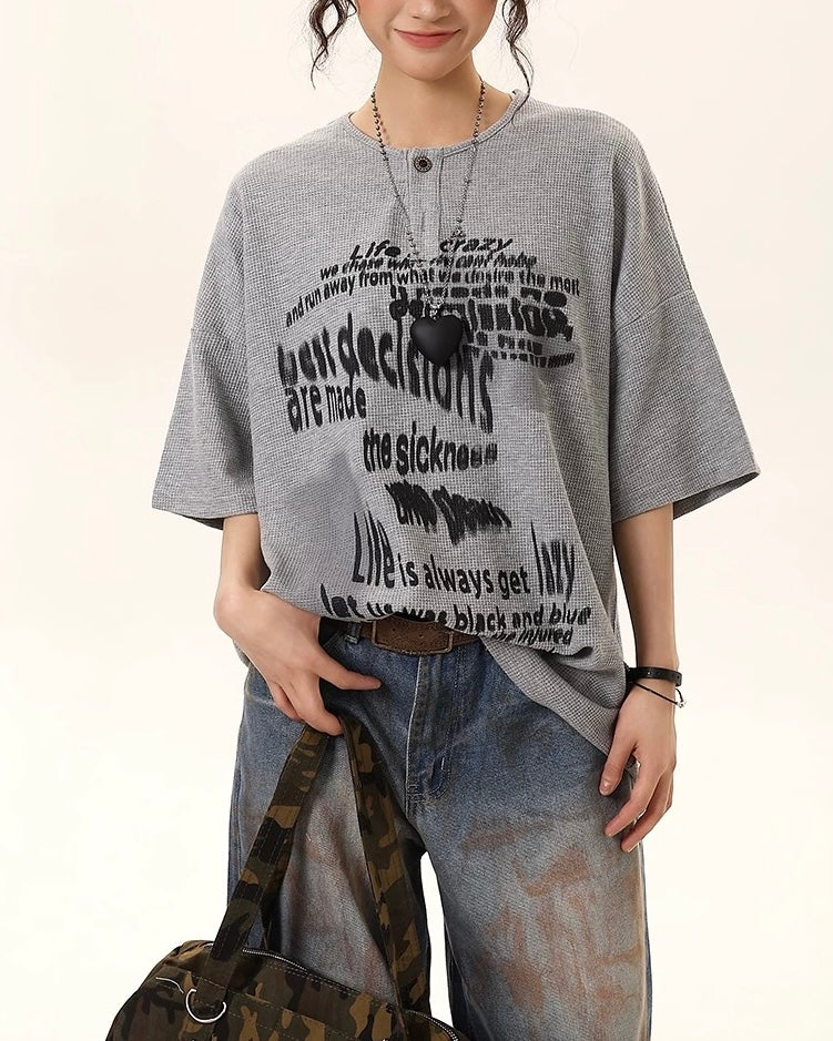 Retro loose casual short sleeves