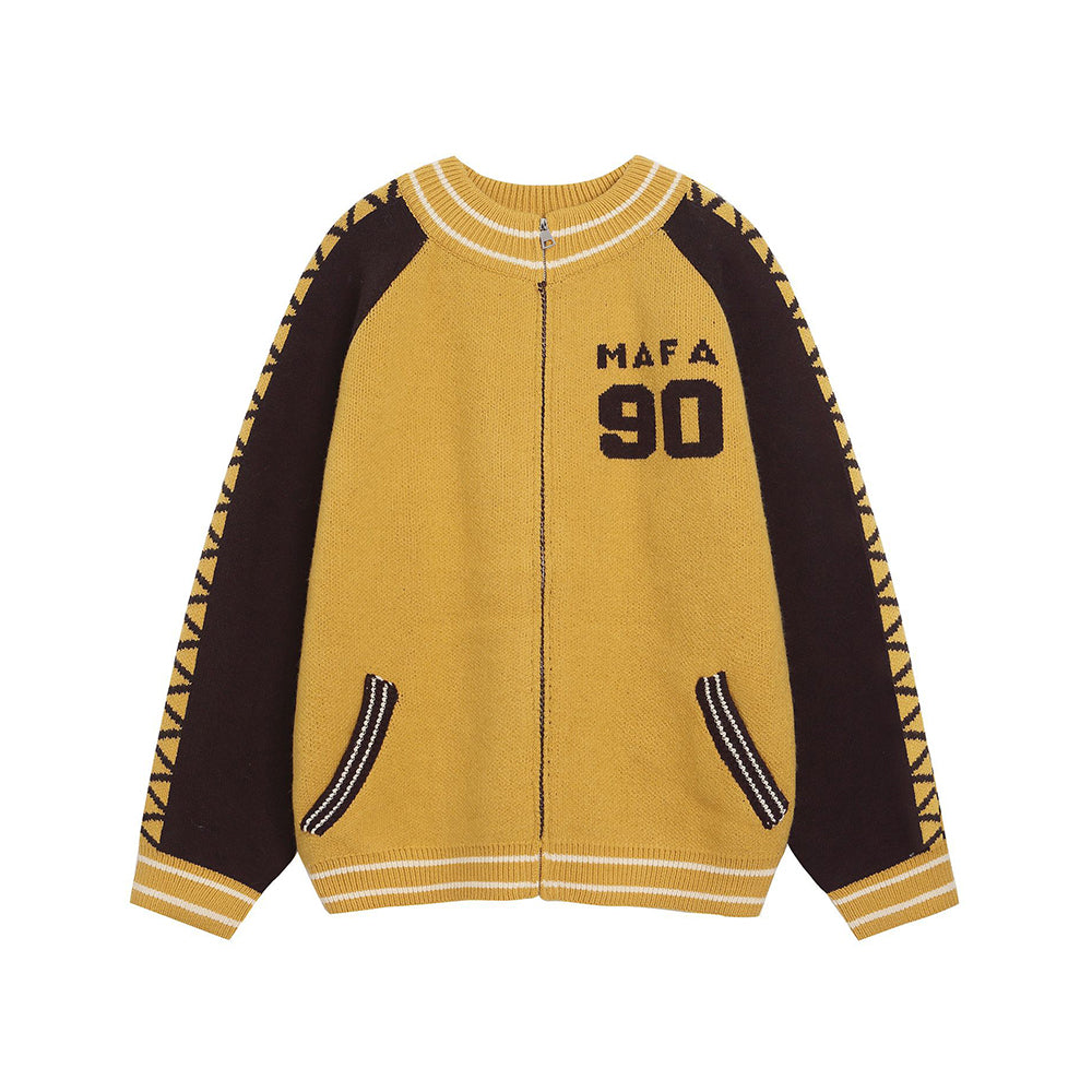 Retro contrast color stitching sweater