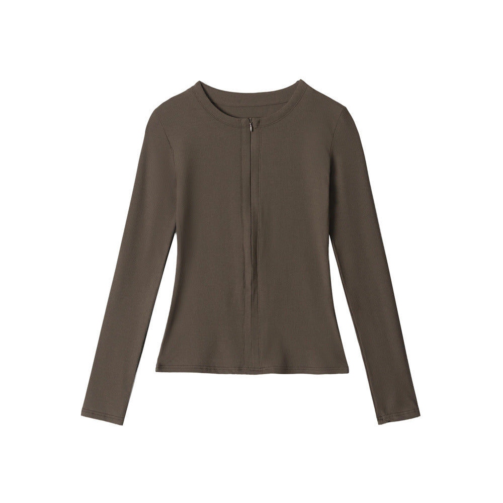 라운드넥, 슬림핏, 긴팔 상의 (여성용)