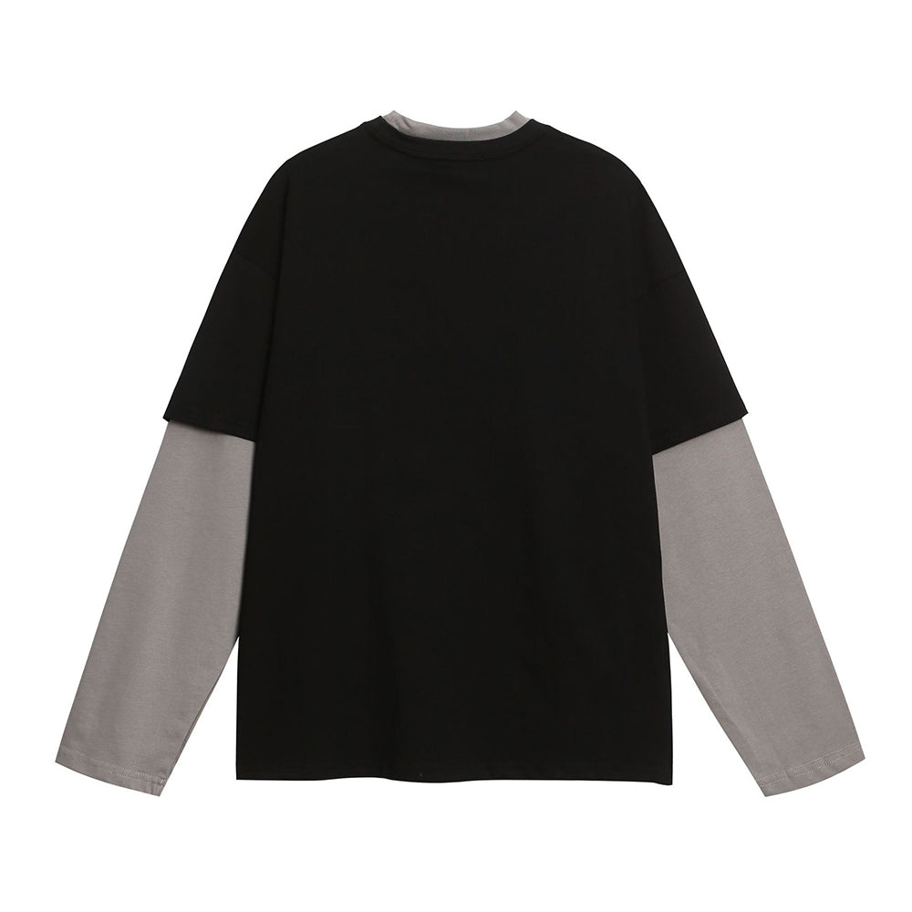 Autumn fake two piece long sleeves