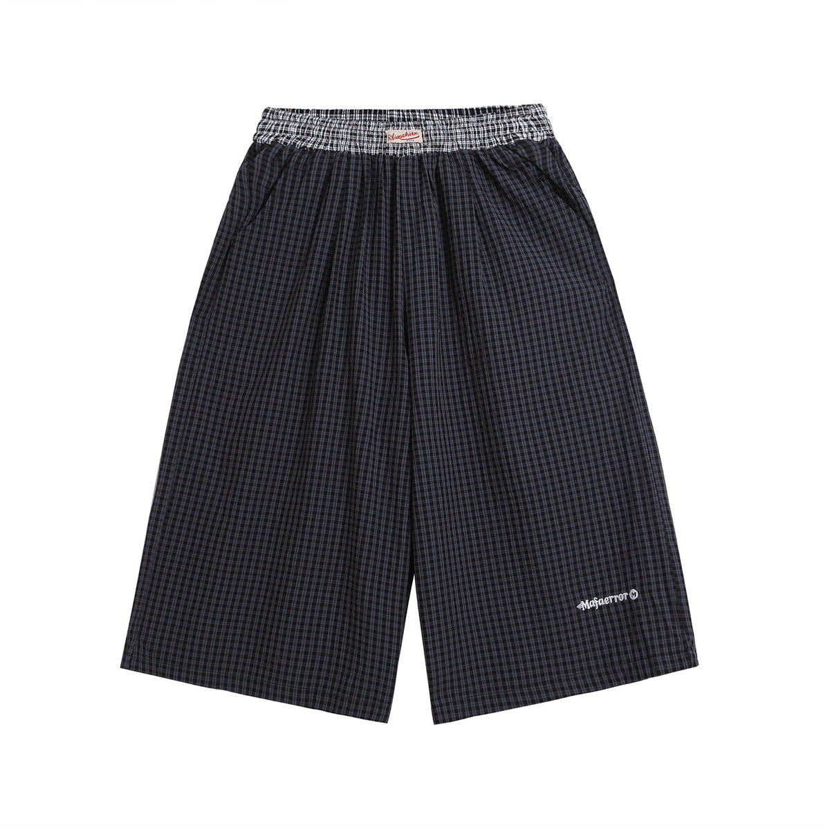 Panelled contrast plaid shorts