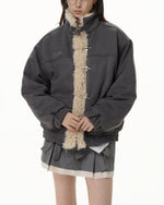 Retro patchwork cotton jacket