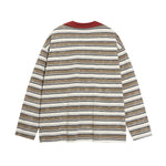 復古條紋情侶撞色polo衫