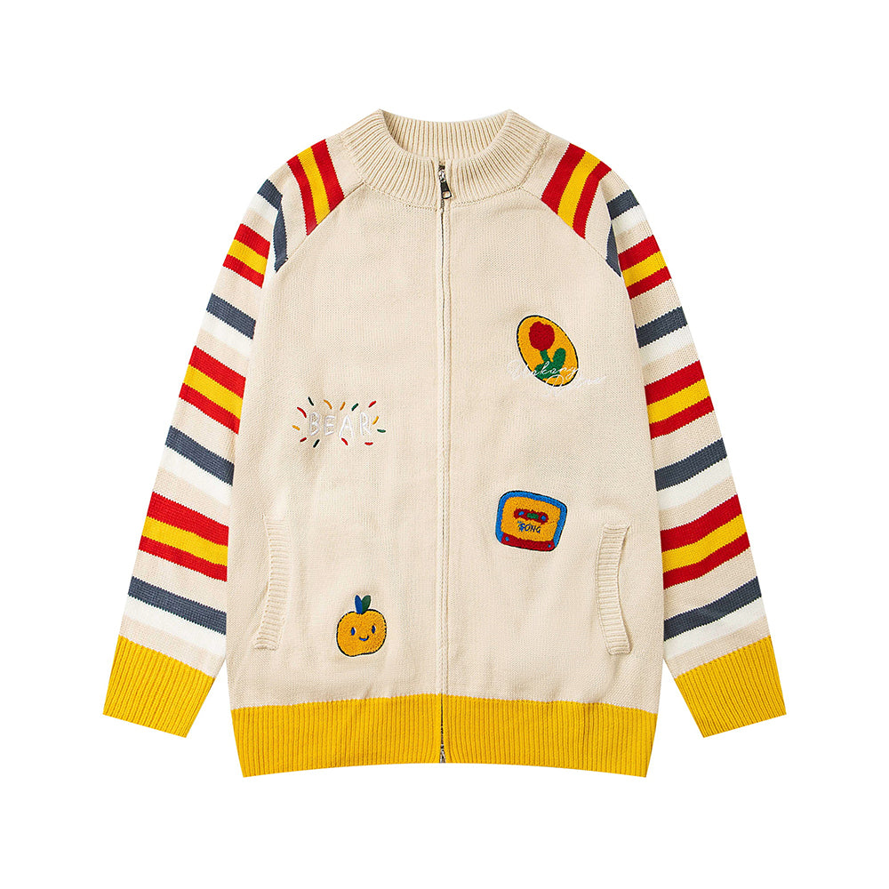 Contrast color panel sweater