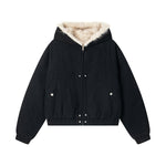 모피 트리밍 후드 코튼 패딩 재킷