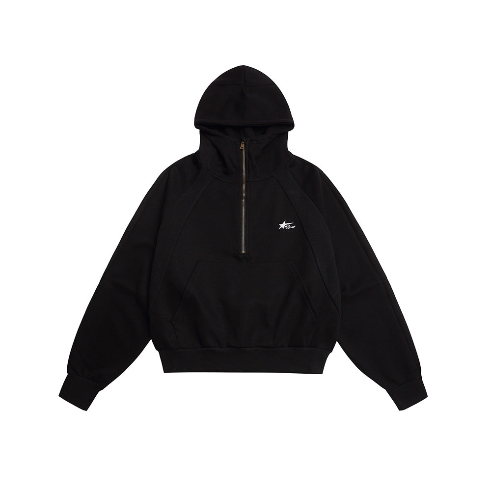 Embroidered zip-up hooded sweatshirt jacket