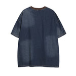 American retro gradient embroidered denim short sleeves