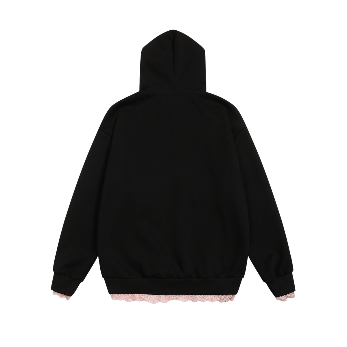 Retro lace hooded sweatshirt