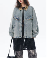 Vintage leopard print denim jacket