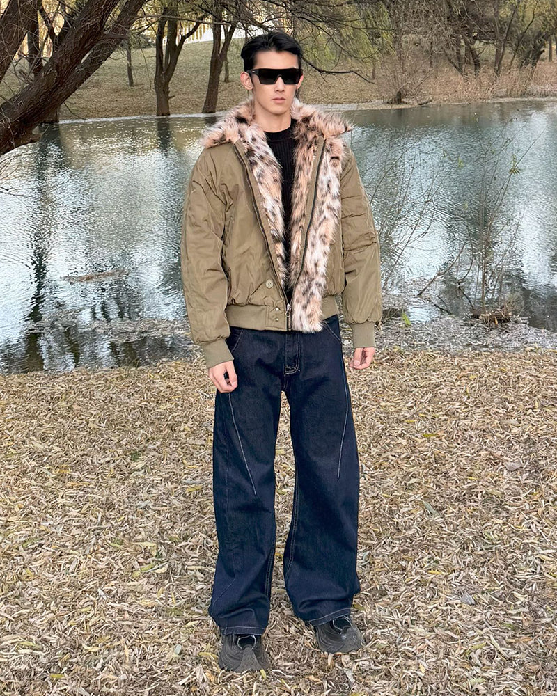 Patchwork cotton-padded jacket