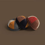 復古燈芯絨拼色帽