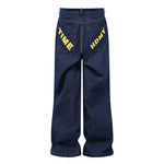 Cute patterned loose denim trousers Size:M