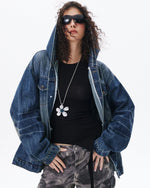 vintage denim hooded jacket