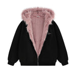 Retro reversible hooded cotton jacket