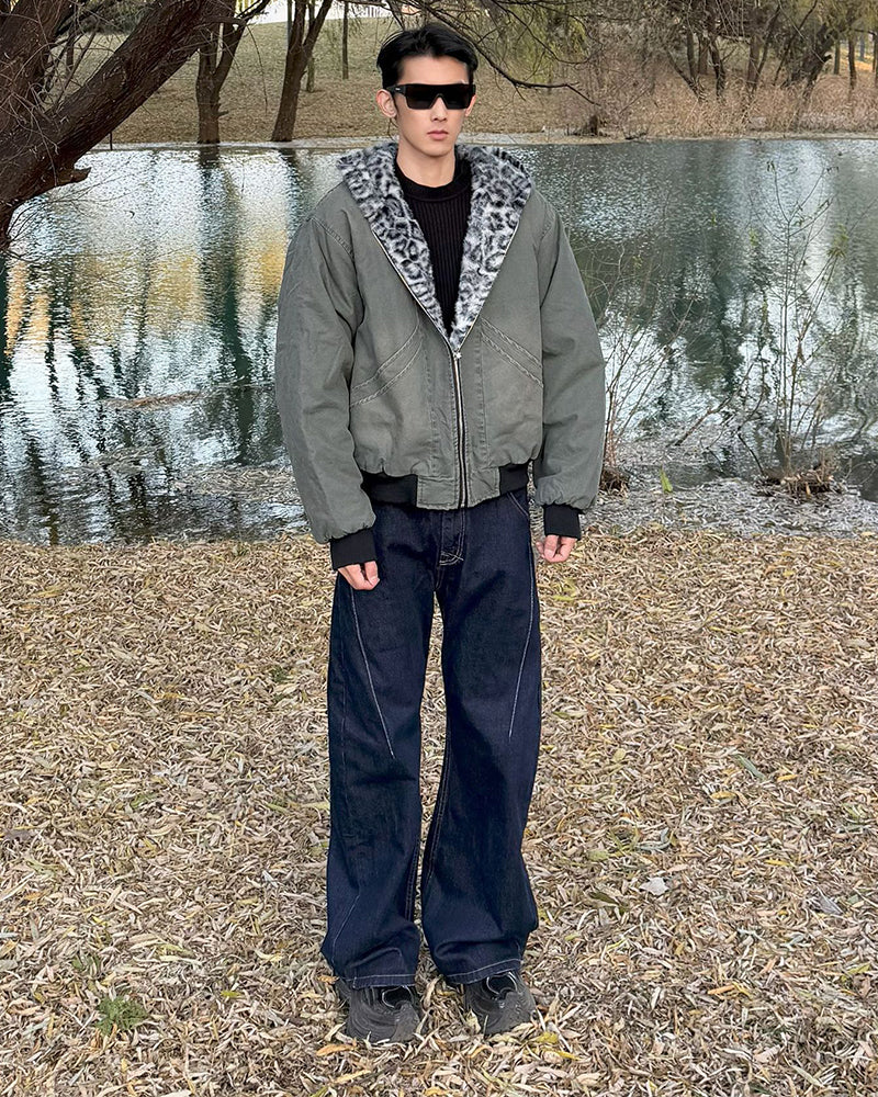 Patchwork cotton-padded jacket