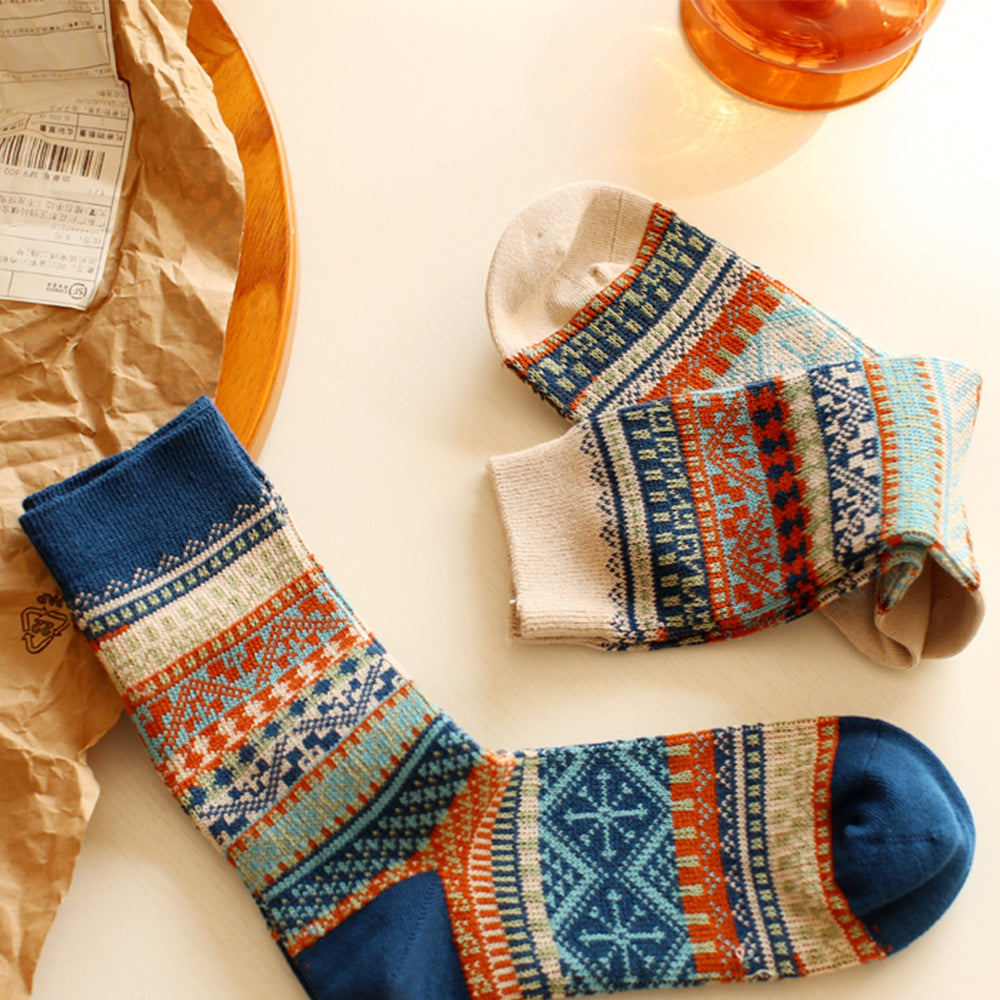 復古針織中筒襪