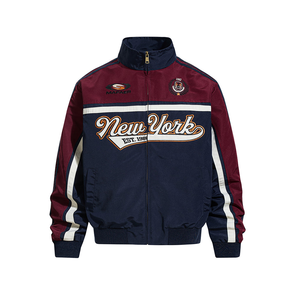 Embroidered stand-up collar coat