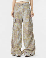 Wide-leg camouflage trousers