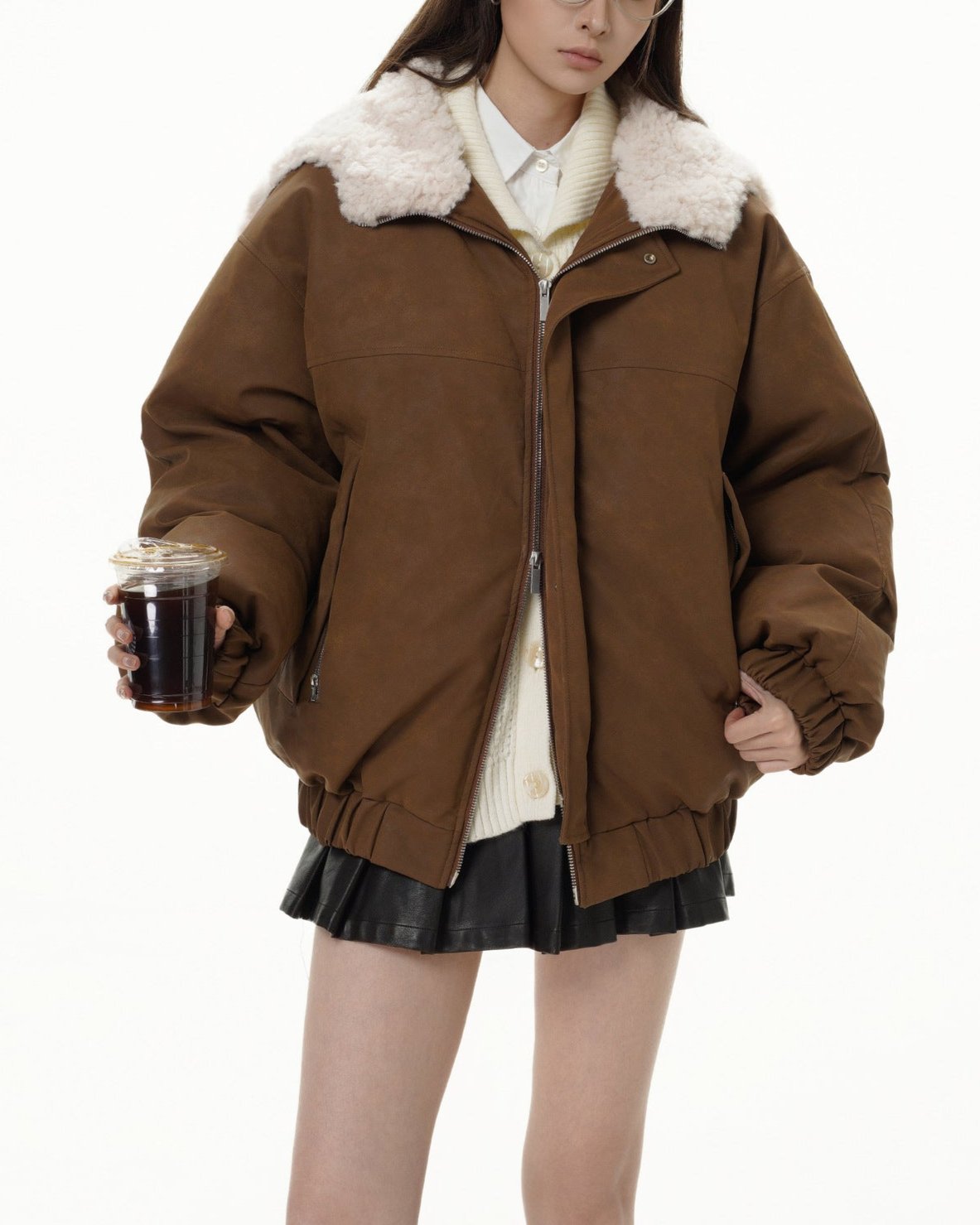 Retro hooded fur coat