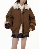 Retro hooded fur coat