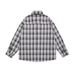 復古純色格子長袖襯衫