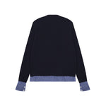 復古短款拼接開衫毛衣